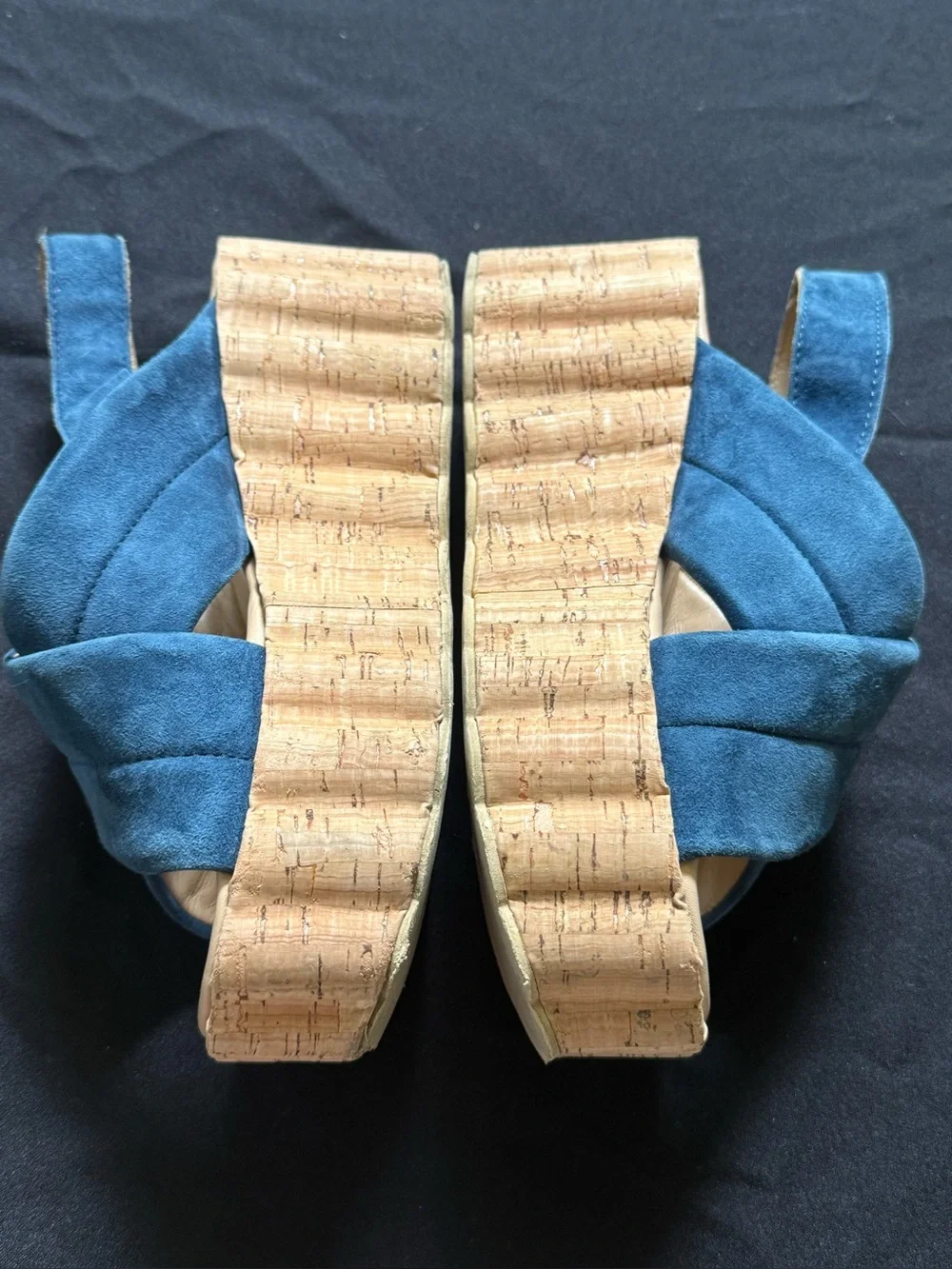 37 Free People Noelle PlatformTeal Suede Crisscross Platform Wedge  Italy 6.5